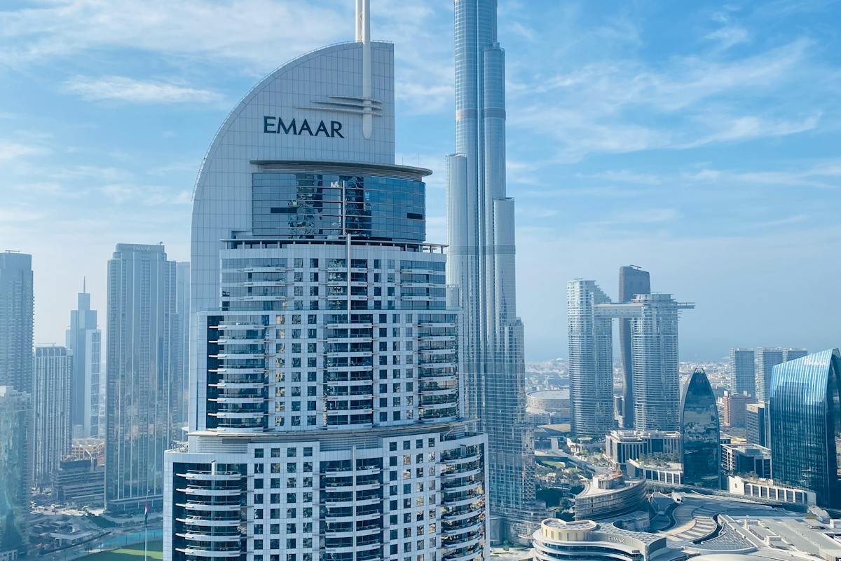 Dubai skyline with Burj Khalifa and modern skyscrapers