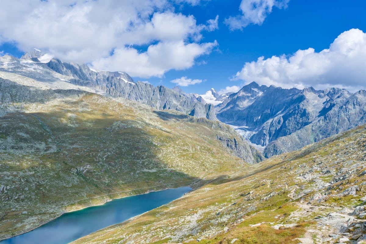 Swiss Alps mountain lake landscape in Switzerland