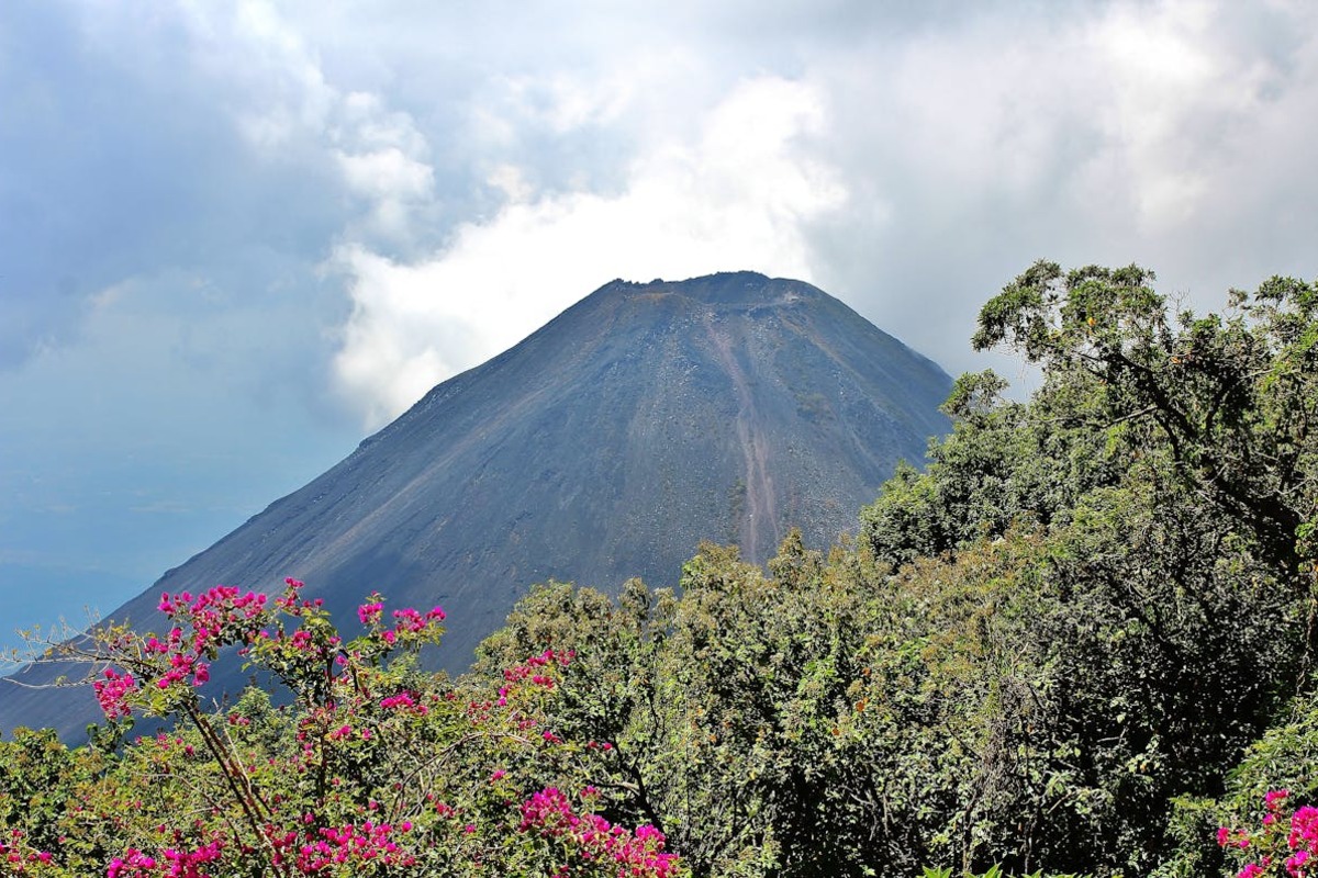 El Salvador lush green volcano landscape authentic photo