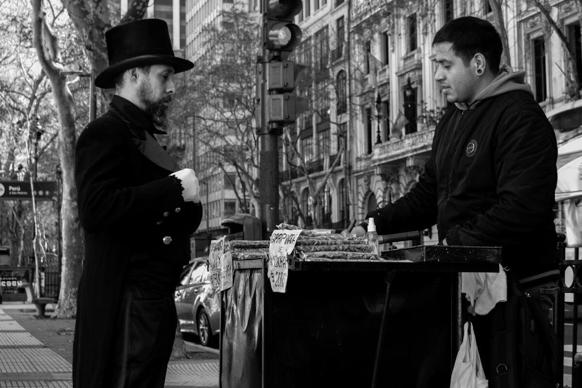 Authentic Buenos Aires street scene with local residents and architecture