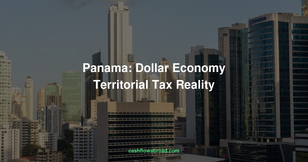 Panama City skyline with text overlay about territorial tax for US expats