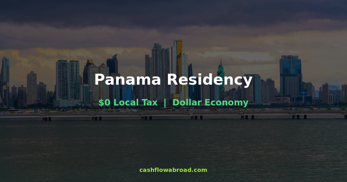 Panama City skyline at dusk — the dollar economy and zero local tax on foreign income make Panama a top expat destination