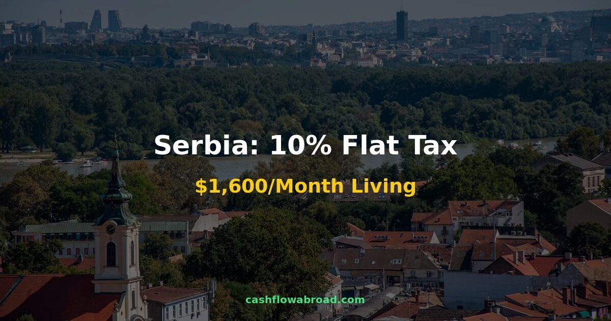 Belgrade Serbia skyline with Danube River - expat guide to 10% flat tax living