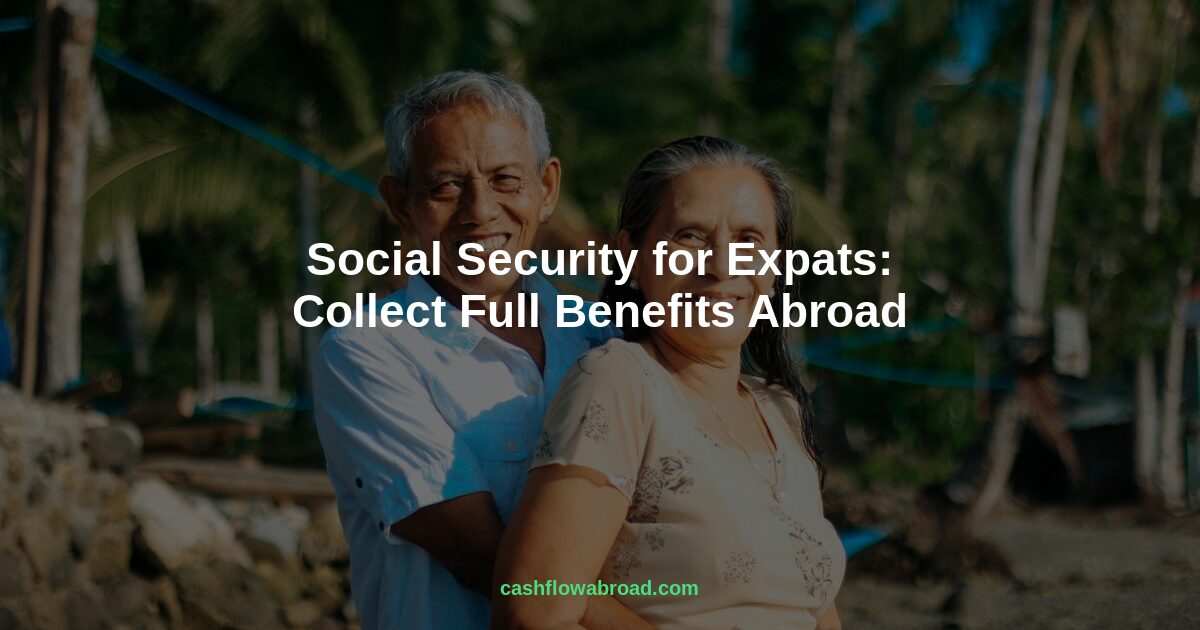 Elderly couple on beach representing expats collecting Social Security abroad