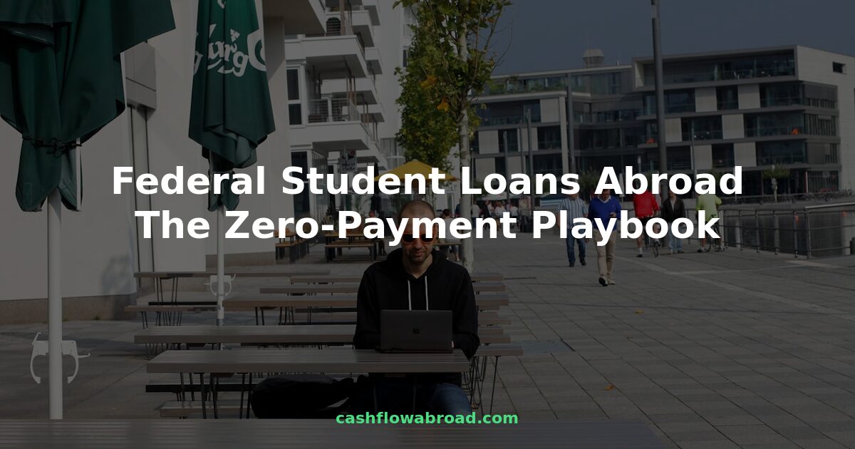 Expat working remotely on laptop representing federal student loan management abroad