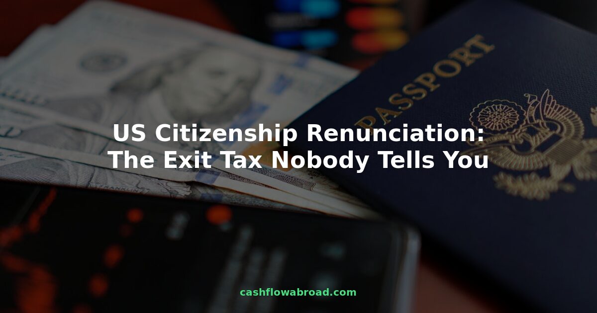 US passport with overlay text about citizenship renunciation exit tax guide