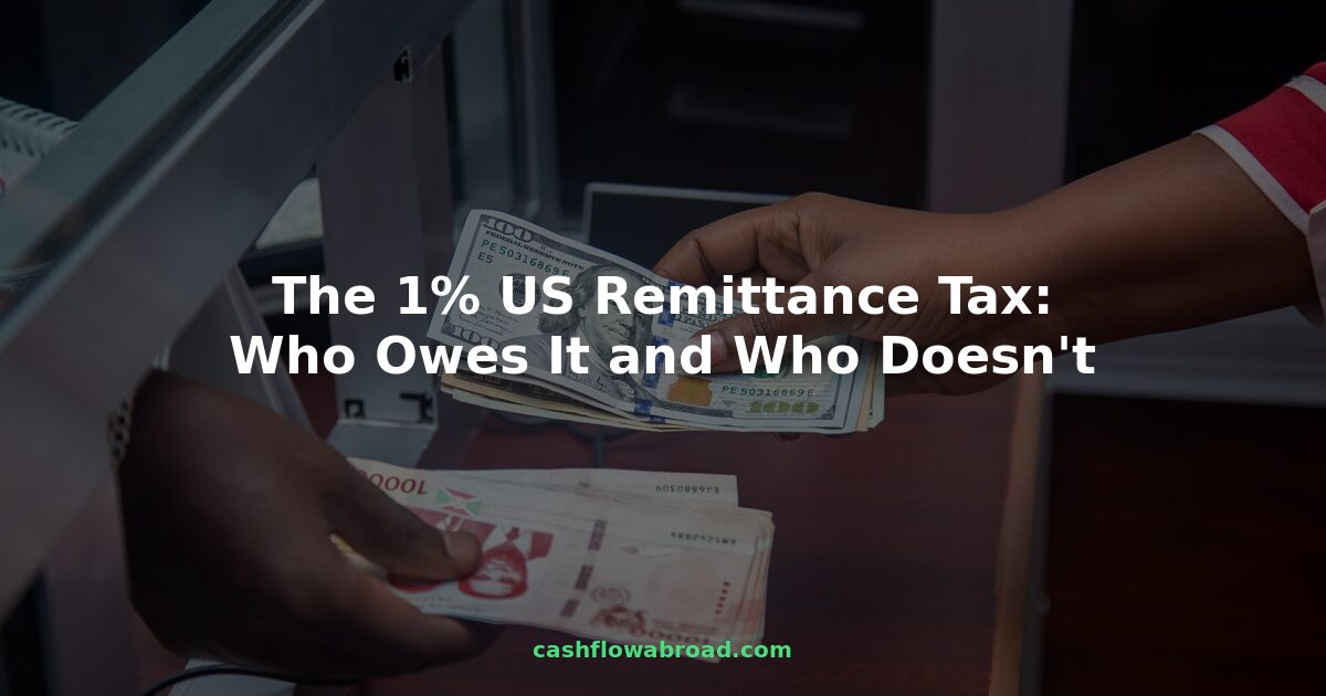International money exchange illustrating the 1% US remittance excise tax under IRC 4475