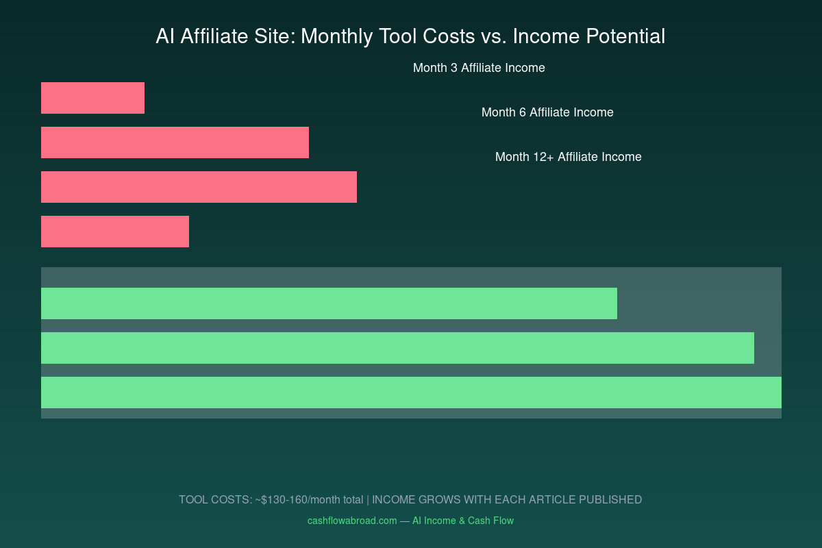 AI affiliate marketing tool costs vs income potential comparison chart