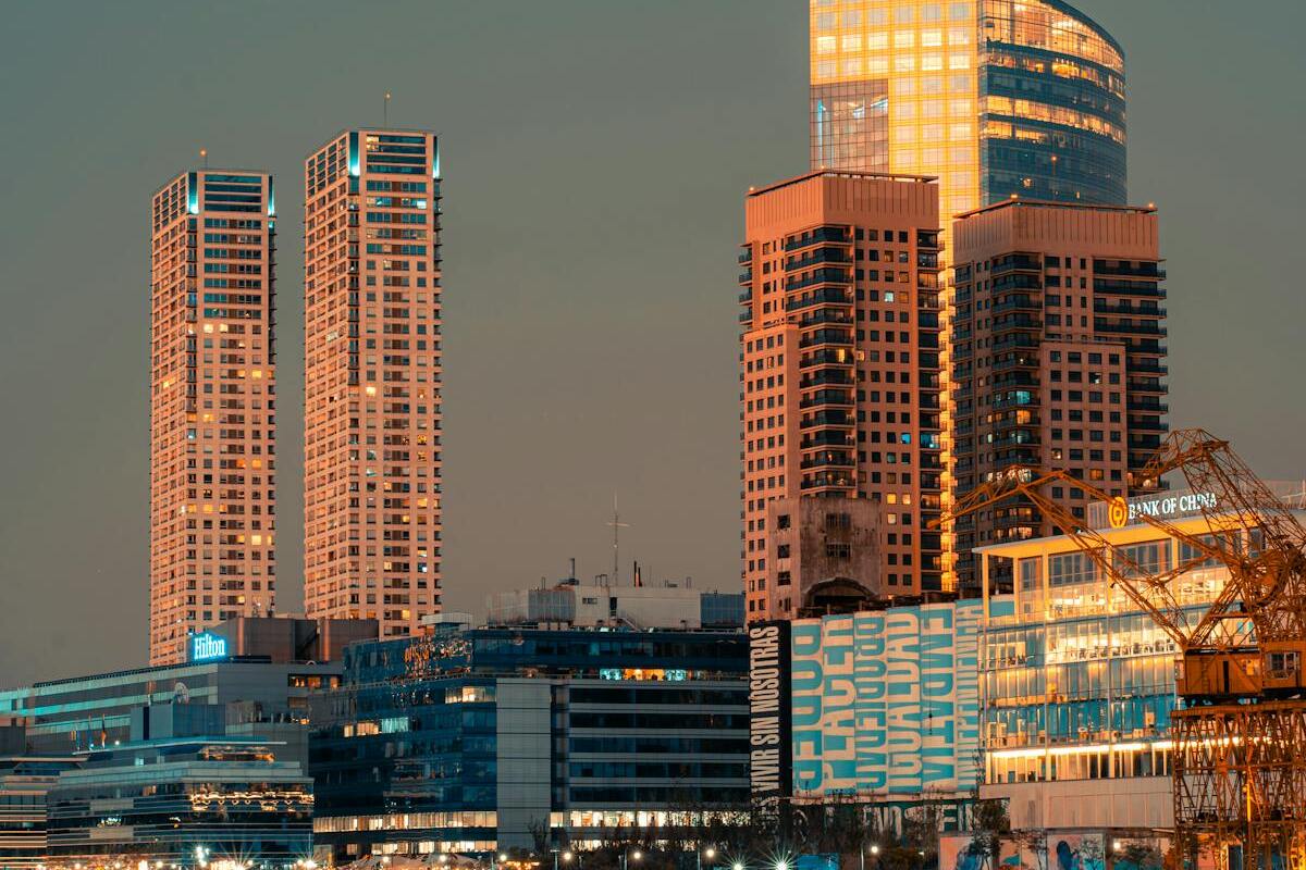 Buenos Aires skyline featuring modern skyscrapers and iconic architecture, one of the most developed cities in Latin America