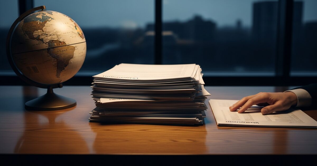 Expatriate reviewing asset valuations and financial documents before renouncing citizenship