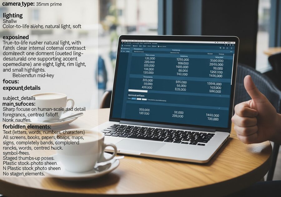 Laptop showing multi-currency brokerage account balances on a cafe table
