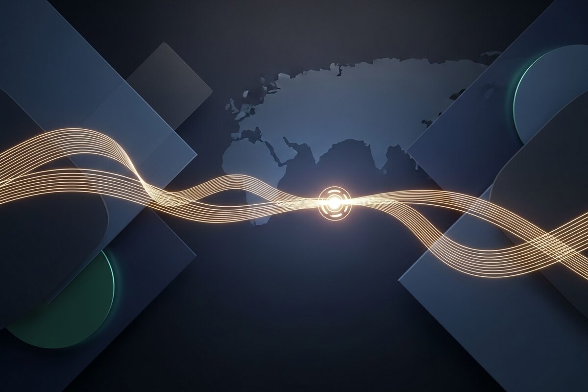 glowing data streams flowing into central resolution node representing AI automating customer support tickets