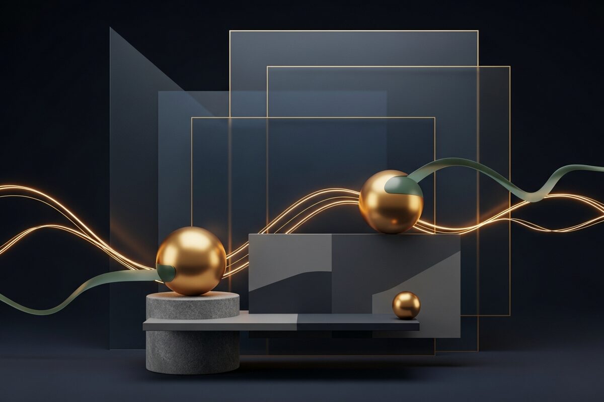 Abstract gold spheres on a pedestal representing comparing gold ETF and physical gold investment vehicles