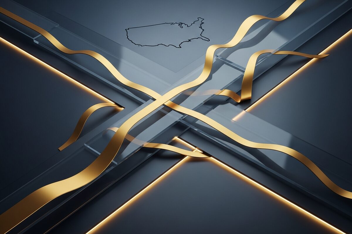 Abstract golden geometric planes representing financial contract flow and capital gains structure