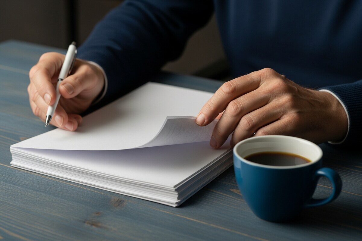 Person carefully reviewing financial spreadsheets during exit tax planning process
