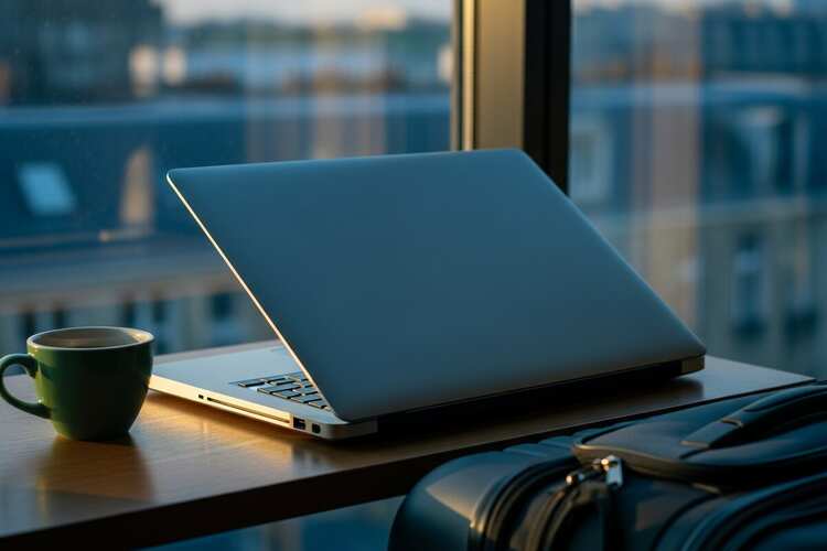 Small business owner answering AI-qualified leads on laptop at home office