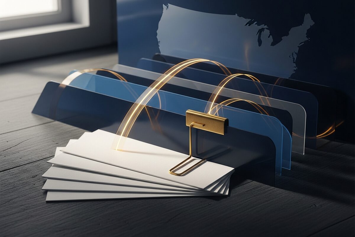Tax documents and financial papers arranged on wooden desk representing TFSA and RRSP filing preparation