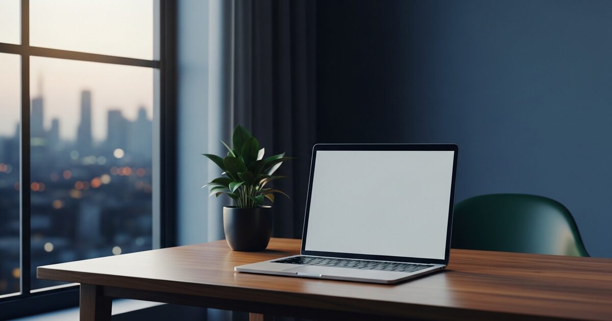 Minimalist home office desk setup for running a remote AI WhatsApp automation business