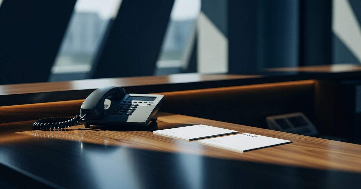 Reception counter prepared for phone intake service planning