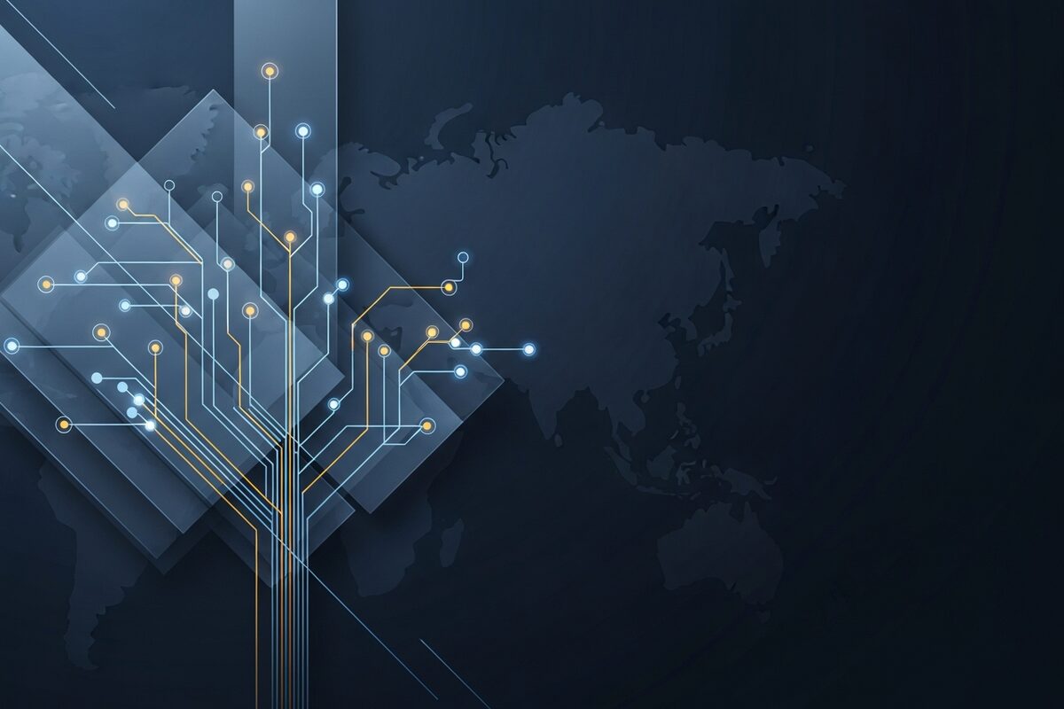 Abstract glowing network of branching nodes representing grant research pathways and foundation funding flows