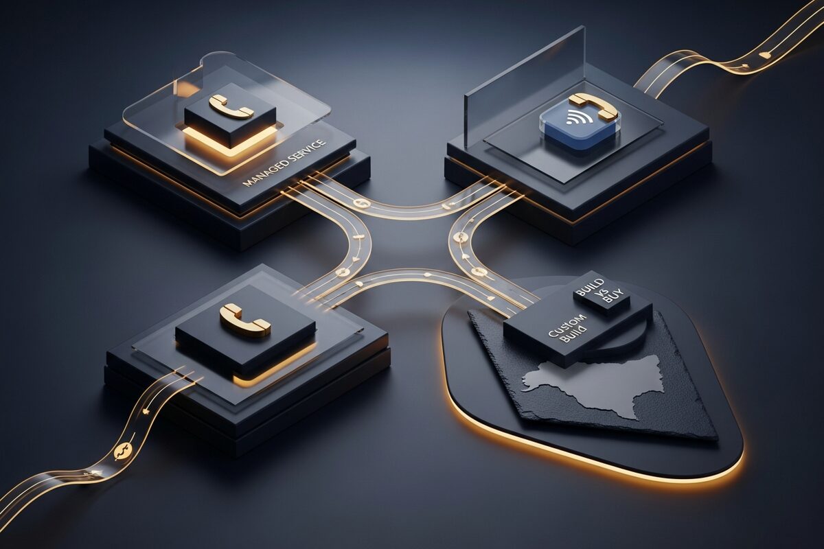 Abstract build versus buy paths for AI call handling