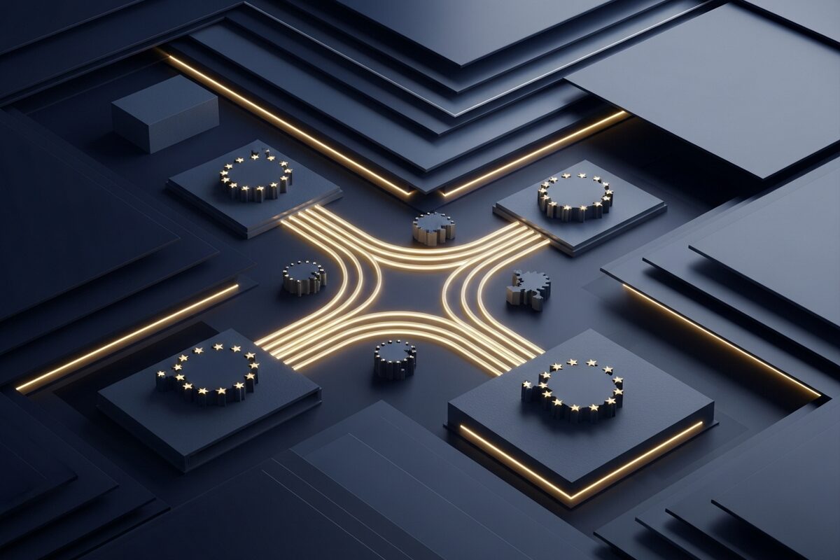 Abstract ecommerce VAT flow connecting checkout and destination countries