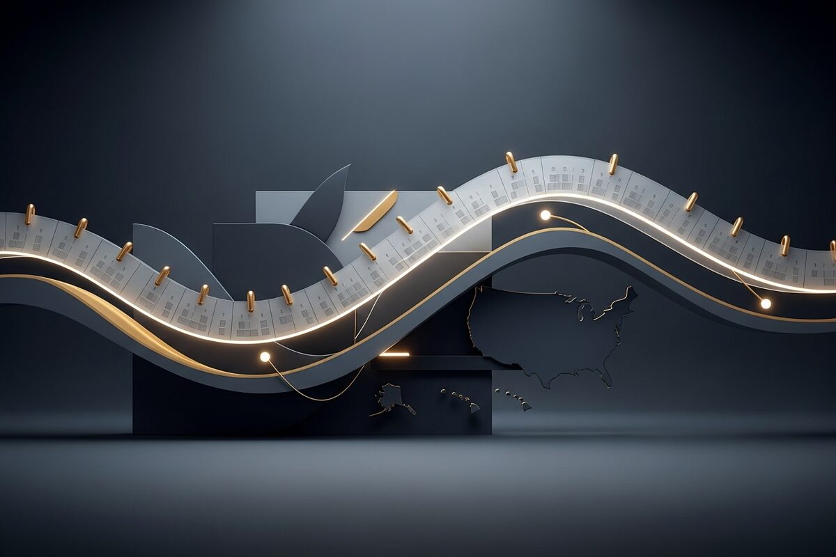 Abstract expat tax deadline timeline with payment nodes