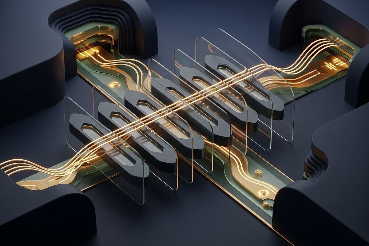 Abstract security code protected by layered glass filing paths
