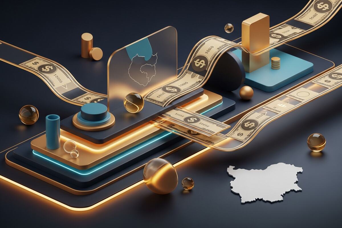 Abstract monthly budget streams dividing into living cost pools