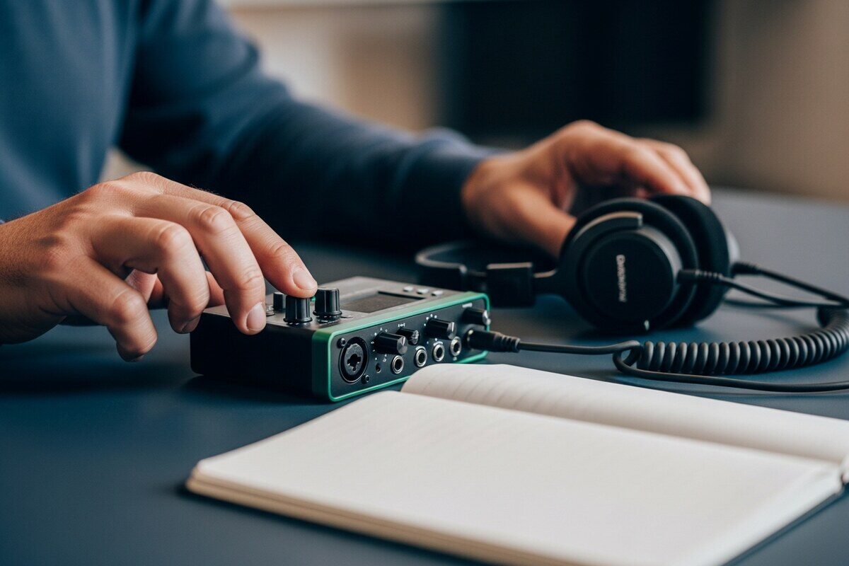 Hands tuning audio gear for phone agent testing