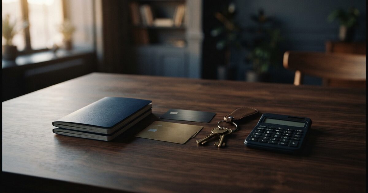 Mortgage closing table with expat funds and house keys