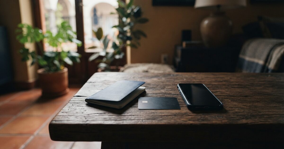 Mexico banking setup documents arranged on a warm apartment table
