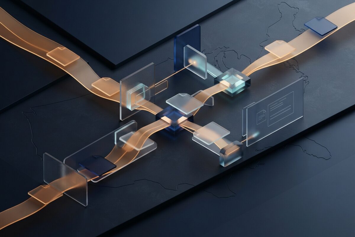 Abstract document verification flow with branching approval nodes