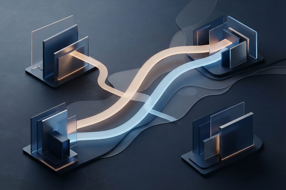 Abstract network showing resilient paths between brokerage custody nodes