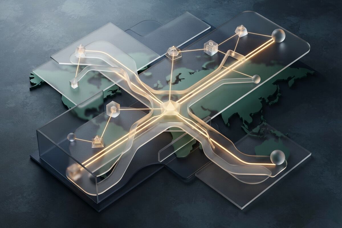 Abstract network showing emergency consent pathways and contacts