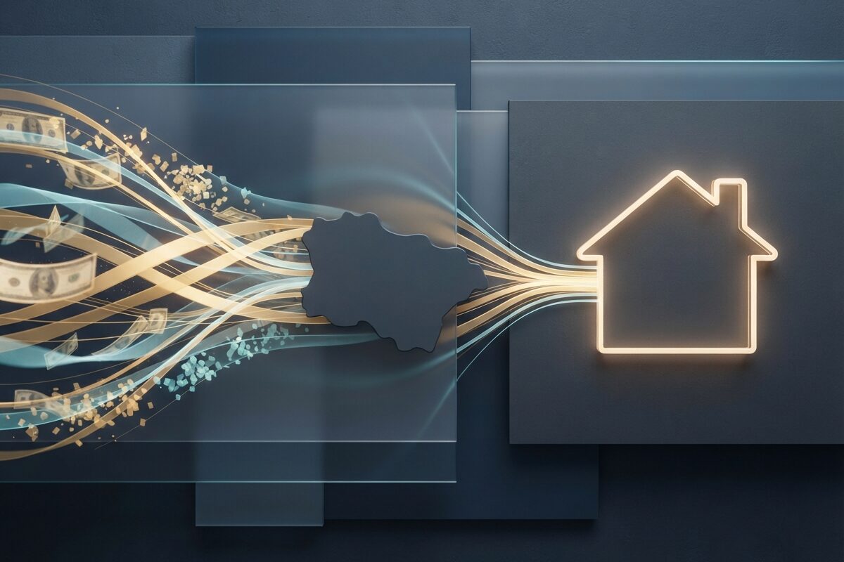 Abstract foreign currency flow into a verified home purchase