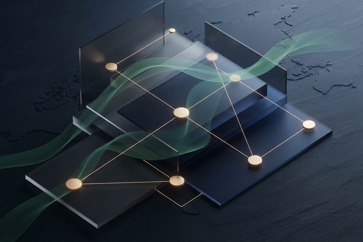 Abstract permission network showing foreign account authority flow