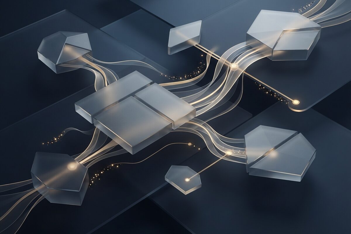 Abstract foreign account reporting workflow with connected financial nodes