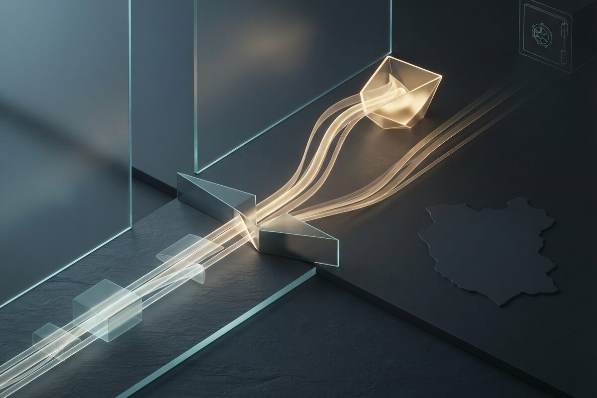Abstract glowing split of monthly cash versus tax vault