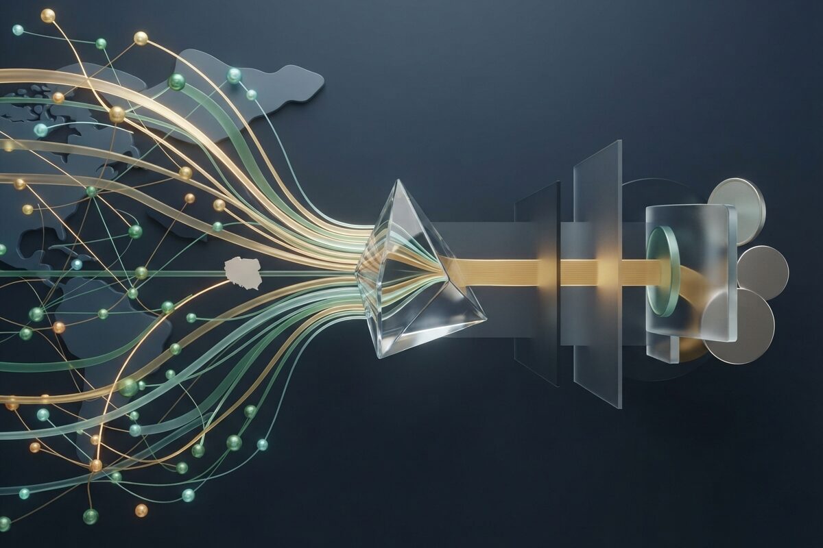 Abstract currency values converging through a single exchange rate