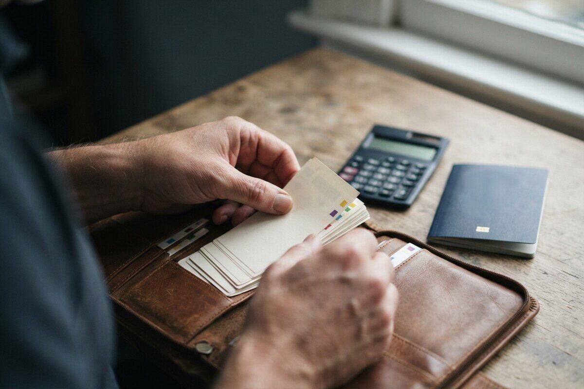 Investor organizing transaction records before transferring a brokerage account abroad