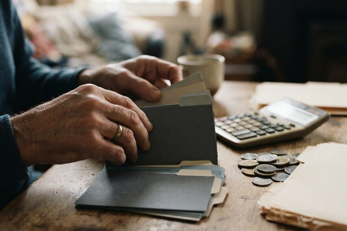 Hands organize foreign account records for specialist tax review