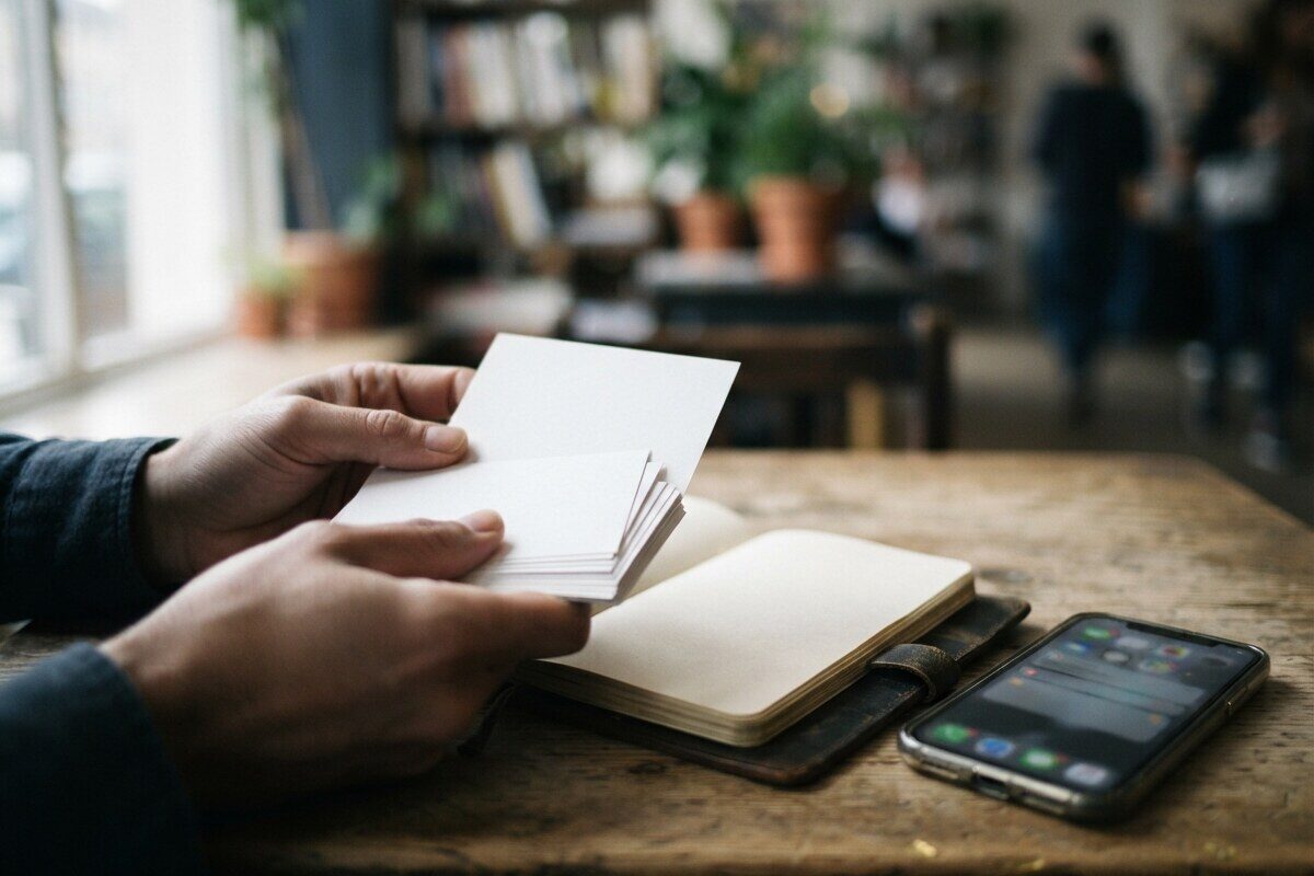 Hands organizing review response tasks for a client