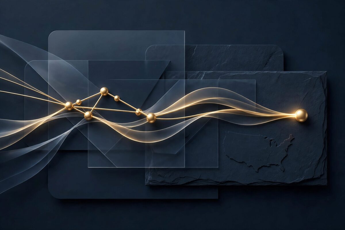 Abstract slate diagram of a call path splitting to one endpoint