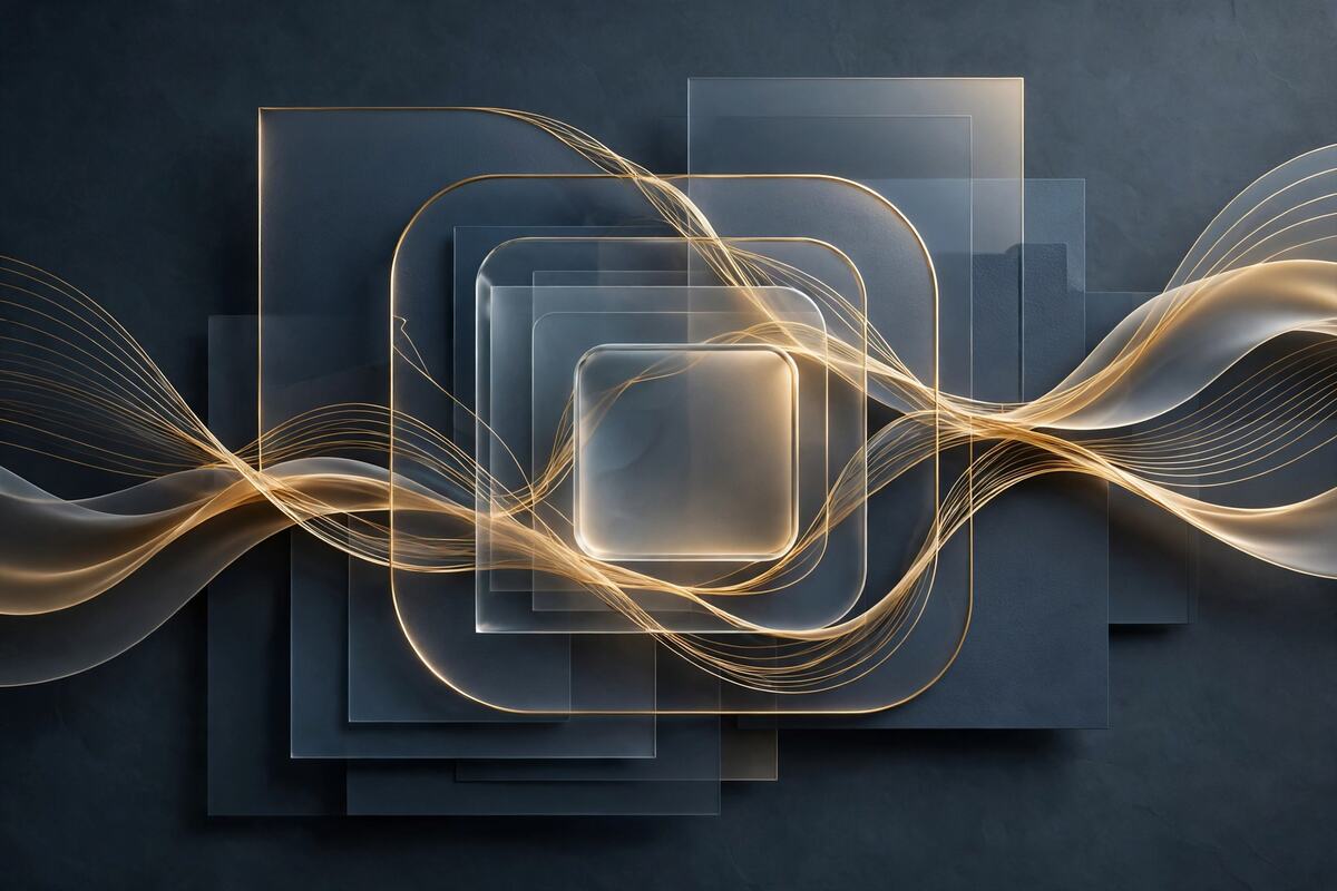 Nested glowing glass vaults linked by gold filaments