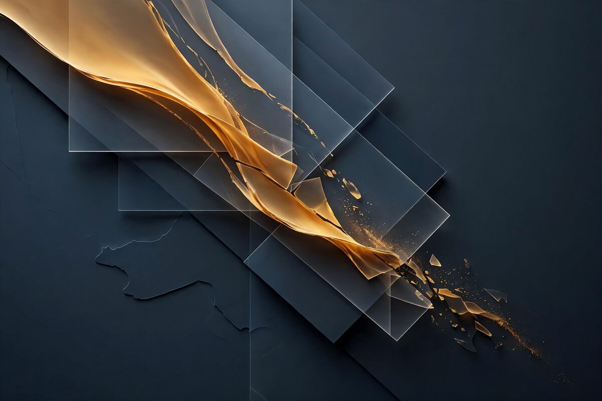Abstract glowing income stream that narrows and then fades on slate