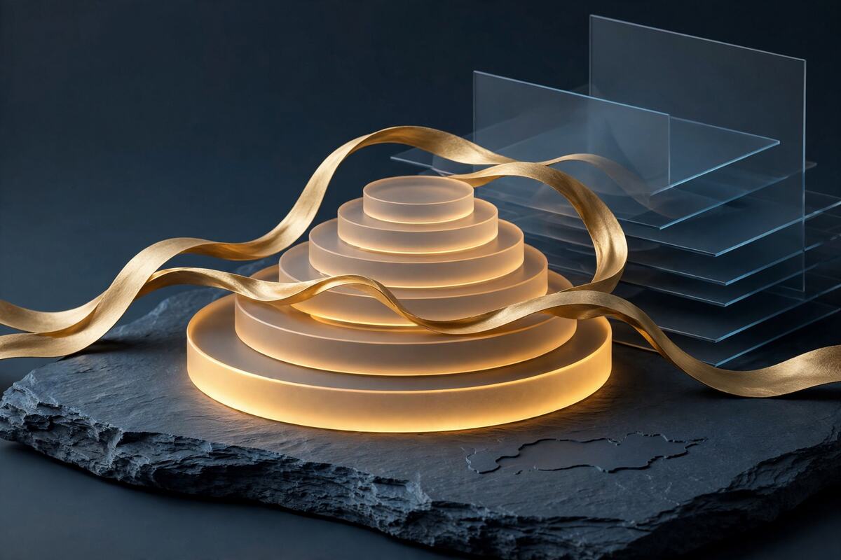 Abstract glowing concentric rings suggesting stacked income thresholds