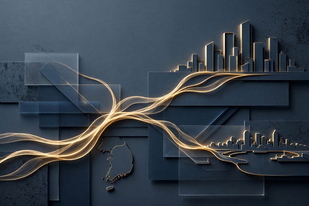 Abstract branching glow showing regional versus capital income paths
