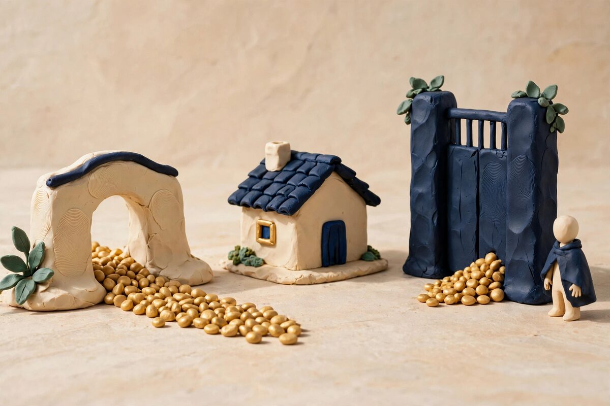 A low gate lets pebbles through while a taller gate blocks a shorter stream
