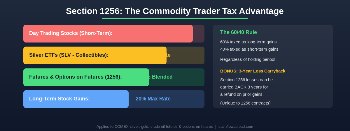 Section 1256 tax advantage comparison - futures vs stocks vs ETFs tax rates